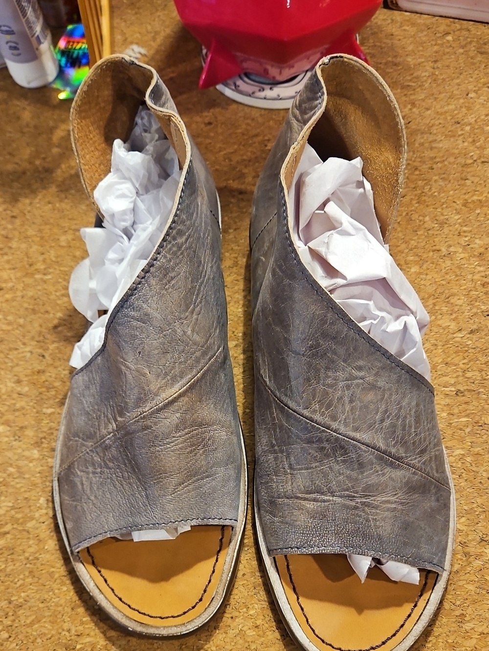 Free People Gray D Orsay Open-Toe Leather Sandals #766